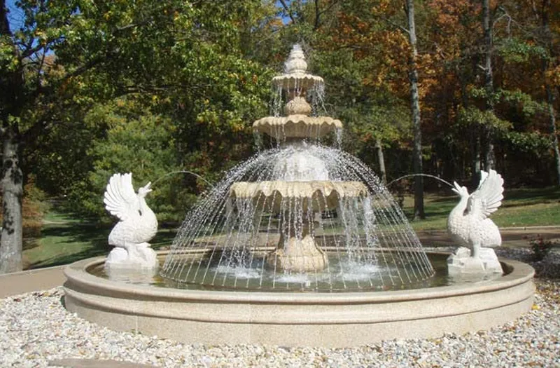 fountain installation in garden